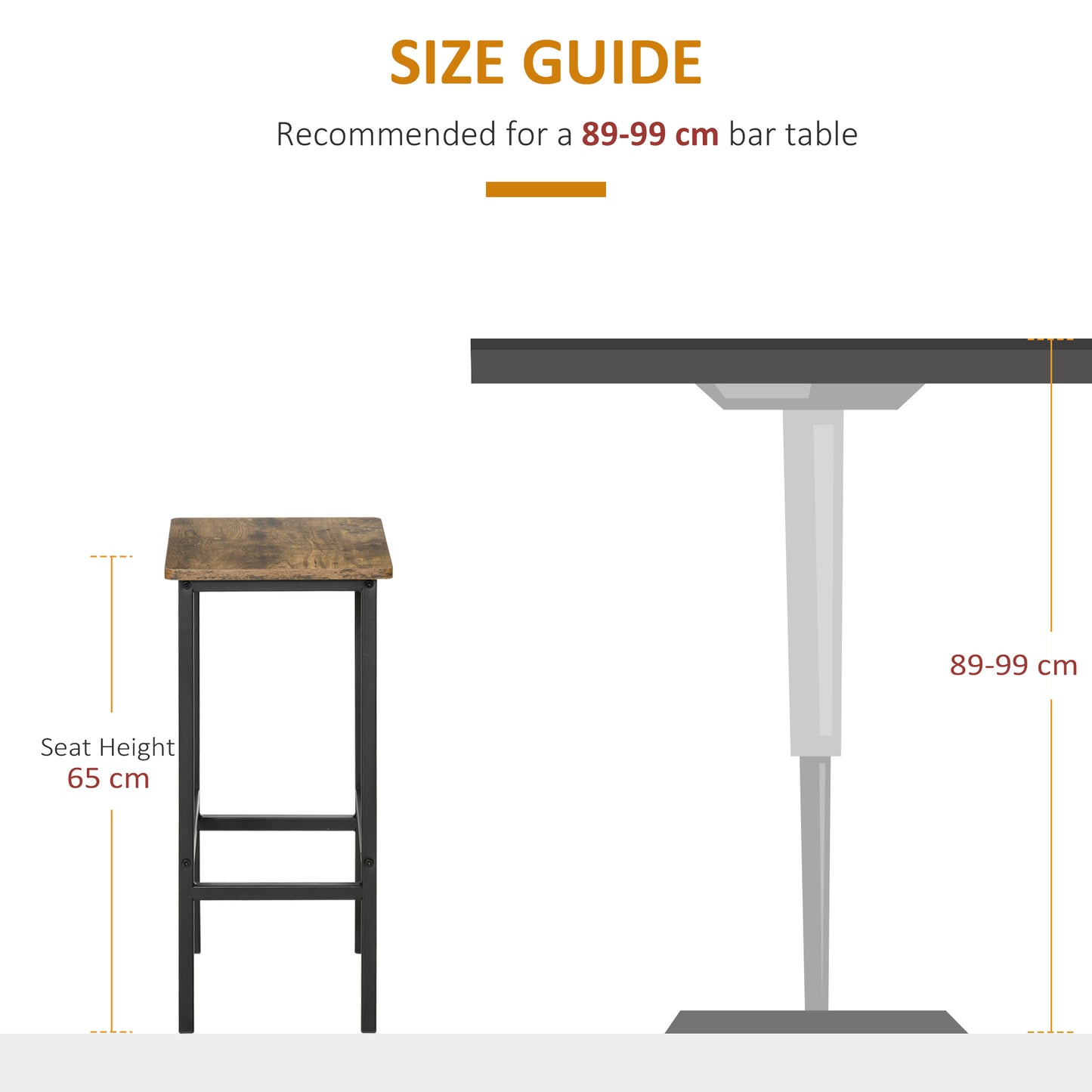 Industrial Set of 2 Bar Chairs with Footrest, Counter Height Bar Stools for Dining Area Home Pub Rustic, Brown