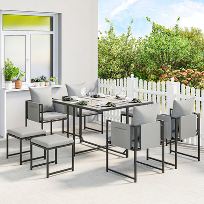 8 Seater Garden Dining Set, Cube Garden Furniture with Cushions