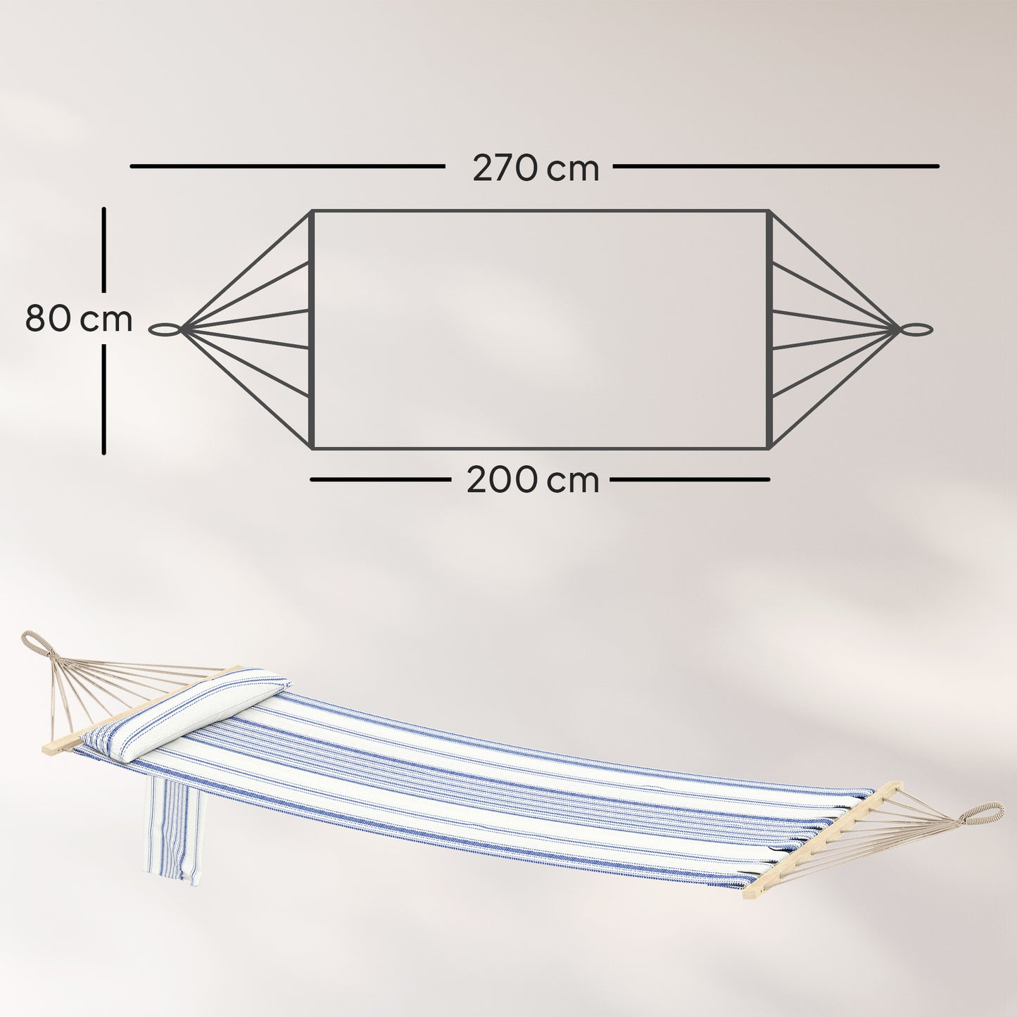 Cotton Hammock, Soft Portable Swing Chair w/ Headrest