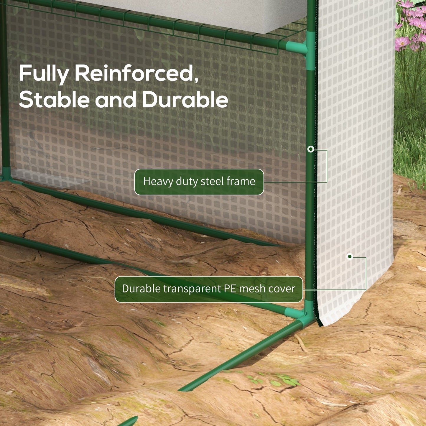 Walk-in Garden Greenhouse Shelves Polytunnel Steeple Grow House