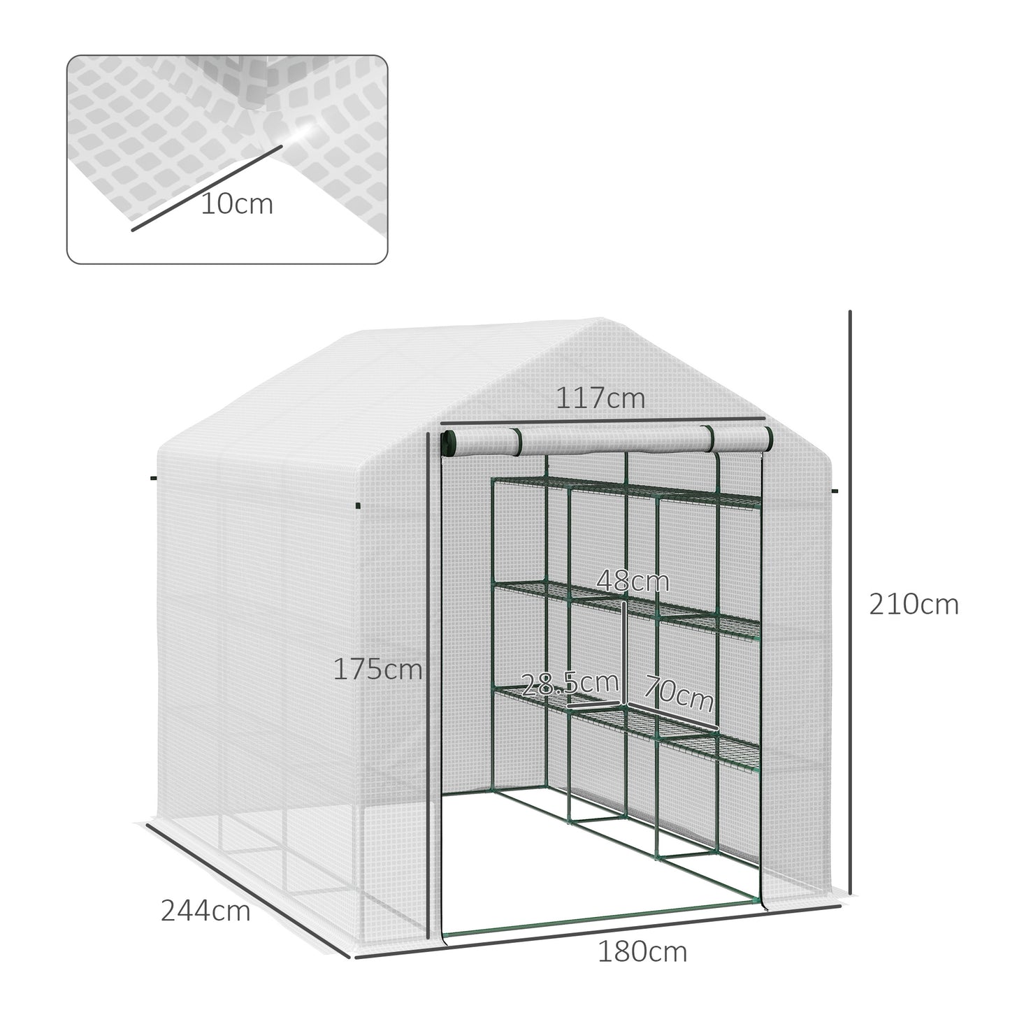 Walk-in Garden Greenhouse Shelves Polytunnel Steeple Grow House