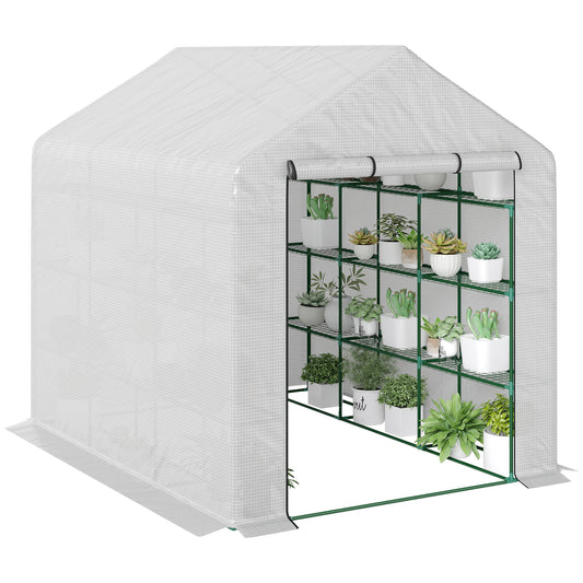 Walk-in Garden Greenhouse Shelves Polytunnel Steeple Grow House