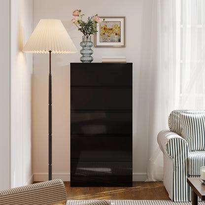 Bedroom Chest of Drawers, 5 Drawers Dresser, Drawer Unit, Black