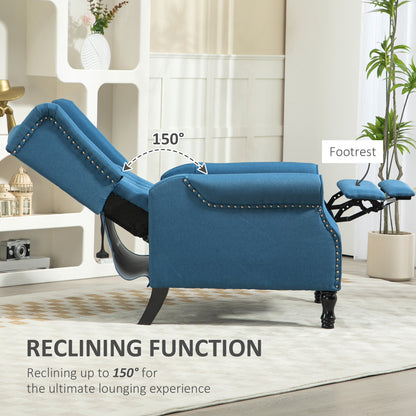 Manual Reclining Armchair Recliner with Footrest Blue