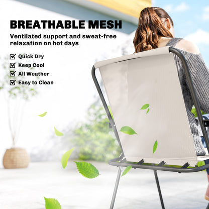 8 Piece Garden Dining Set with 6 Folding Chairs and Umbrella, Cream