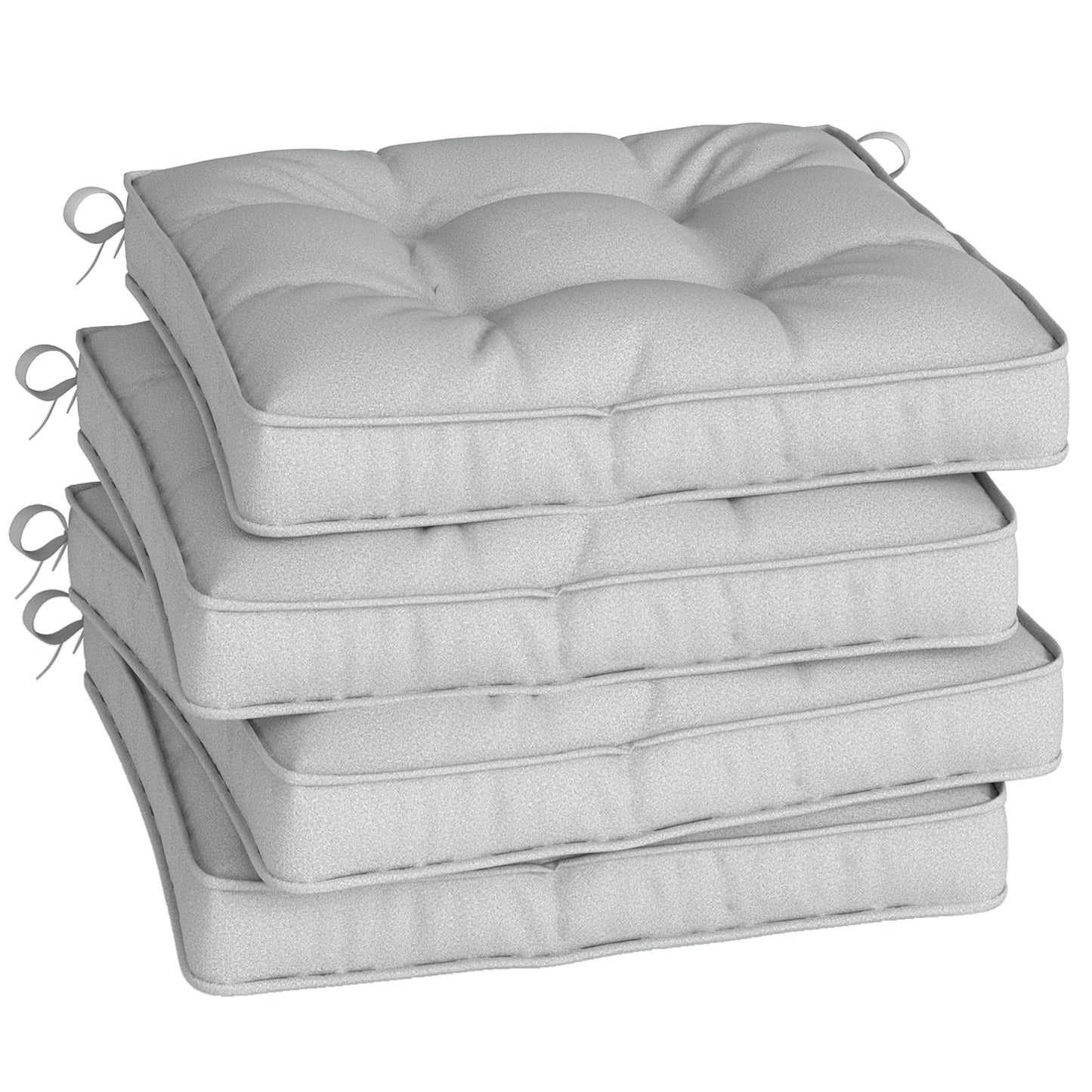 42 x 42cm Replacement Garden Seat Cushion Pad with Ties, Light Grey