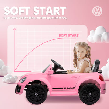 Volkswagen Beetle Licensed 12V Ride on Car w/ Remote Control, Pink