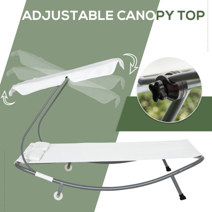 Garden Double Hammock Sun Lounger Day Bed Canopy 2 Pillows w/ Stand New