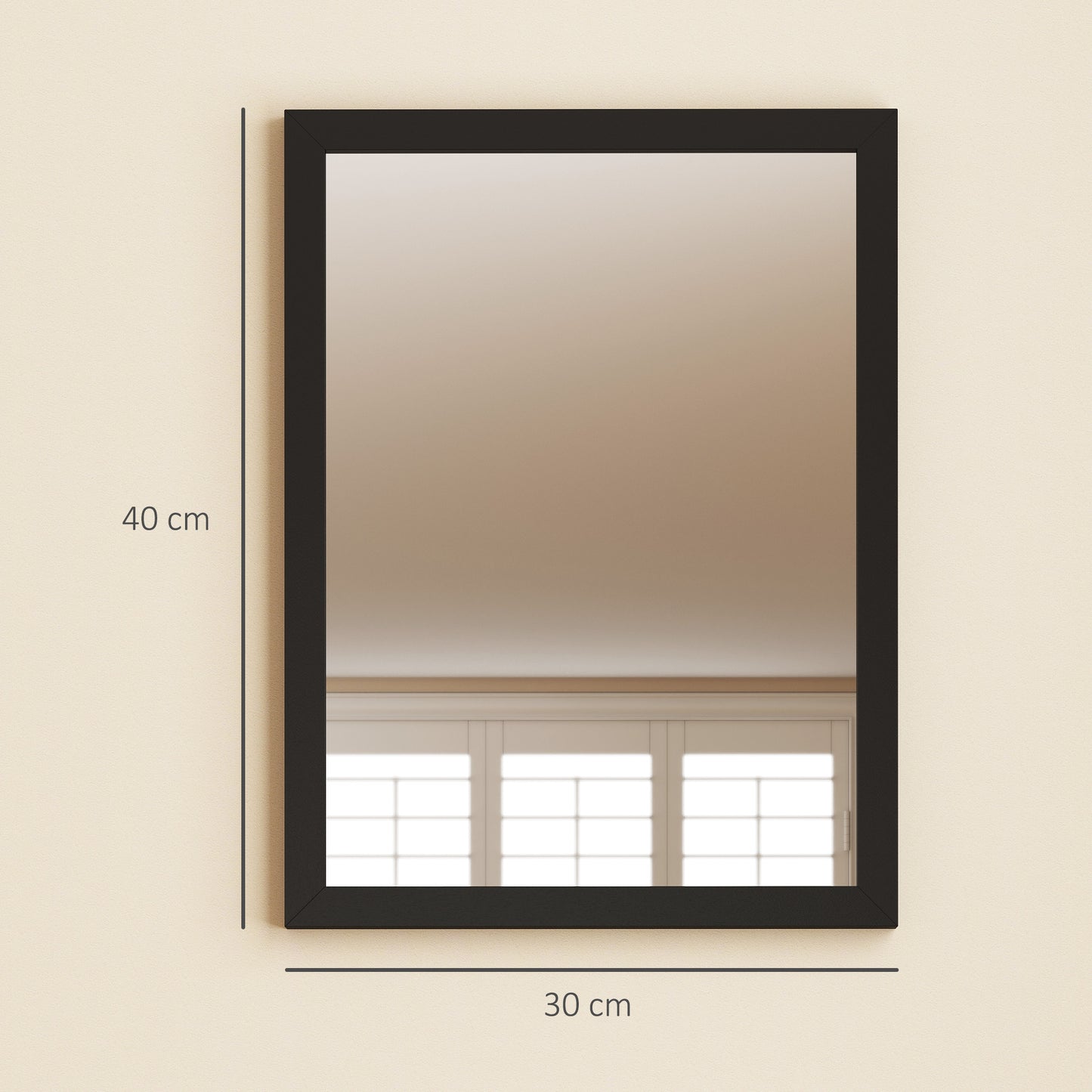 30 x 40 cm Wall Bathroom Mirror, Vanity Mirror, Set of 2, Black