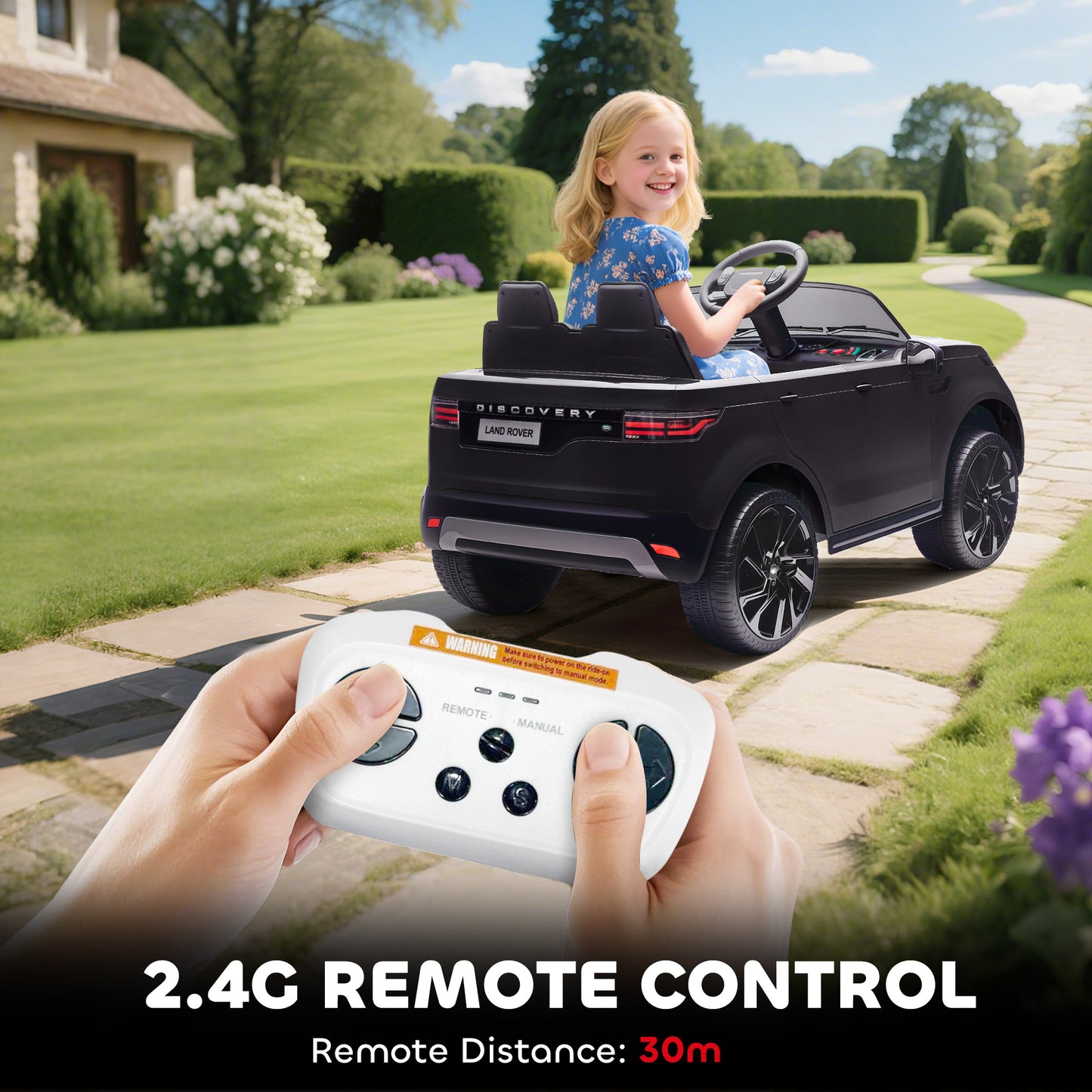 Land Rover Discovery Licensed 12V Kids Electric Car w/ Remote Black