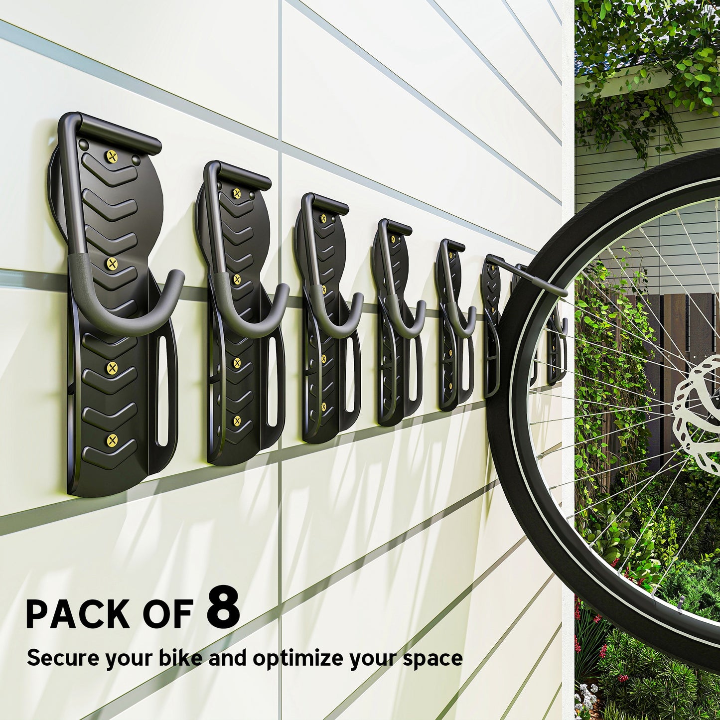 8 Pack Bike Rack, Wall Mounted Bike Hooks for Garage