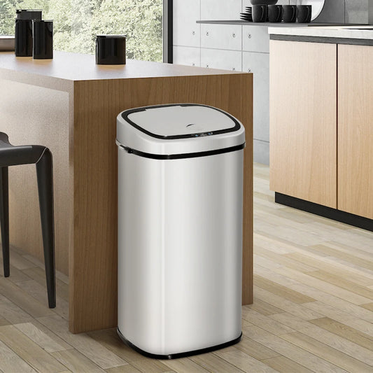 68L Stainless Steel Automatic Sensor Dustbin - Silver