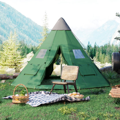 6-7 Person Large Family Party Camping Tent W/ Carrying Bag, Green