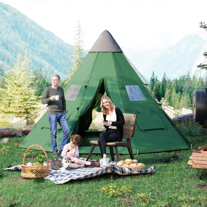 6-7 Person Large Family Party Camping Tent W/ Carrying Bag, Green