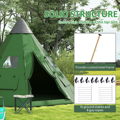 6-7 Person Large Family Party Camping Tent W/ Carrying Bag, Green