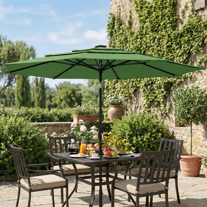 Garden Parasol, Outdoor Umbrella with Tilt Function, Green