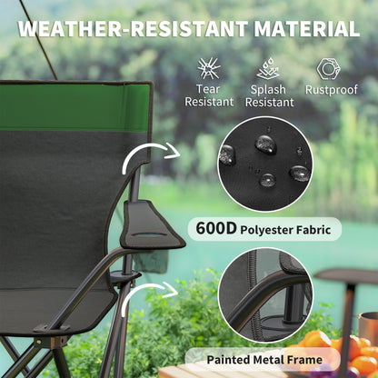 4 Piece Foldable Camping Table and Chairs Set, Olive Green