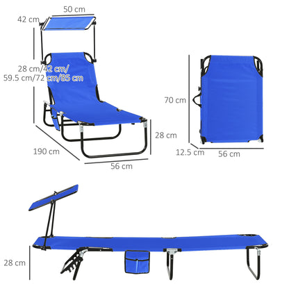 2 Piece Folding Sun Loungers with Adjustable Backrest, Blue