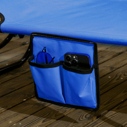2 Piece Folding Sun Loungers with Adjustable Backrest, Blue