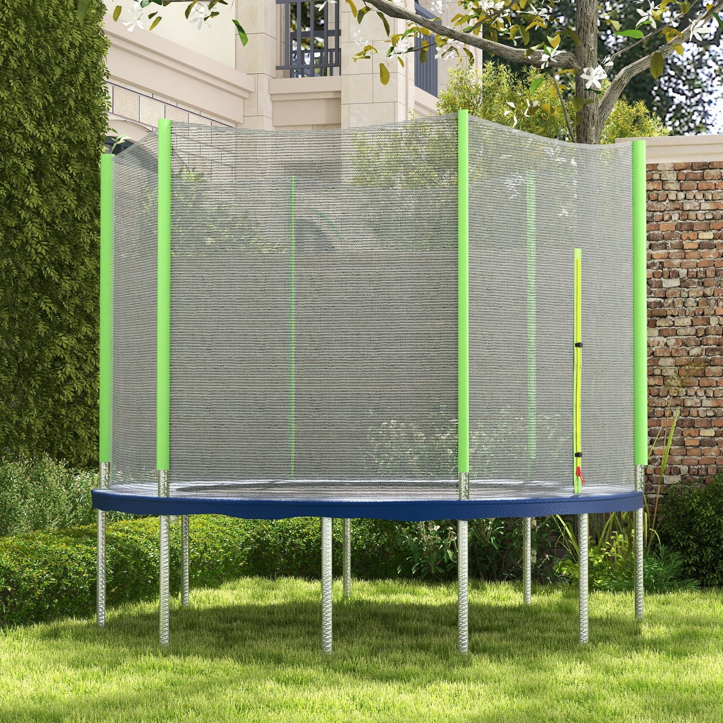 8ft Trampoline Net Replacement Safety Net with Zipped Door, Green