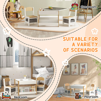 3-Piece Kids Table and Chair Set for Nursery, Playroom, Classroom