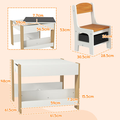 3-Piece Kids Table and Chair Set for Nursery, Playroom, Classroom