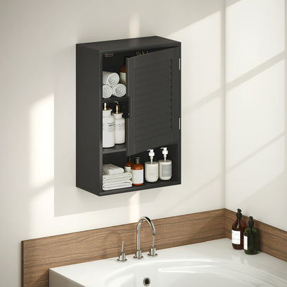Bathroom Cabinet, Wall Mounted Cabinet with Adjustable Shelves, Black