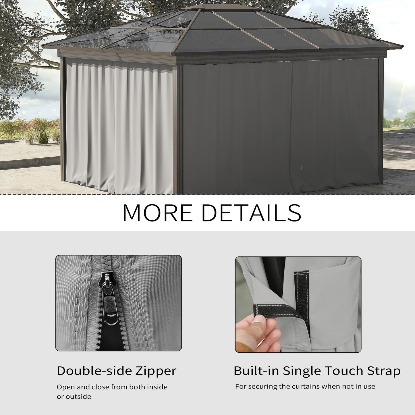3 x 3(m) Universal Gazebo Replacement Sidewall Set, 4 Panels, Grey
