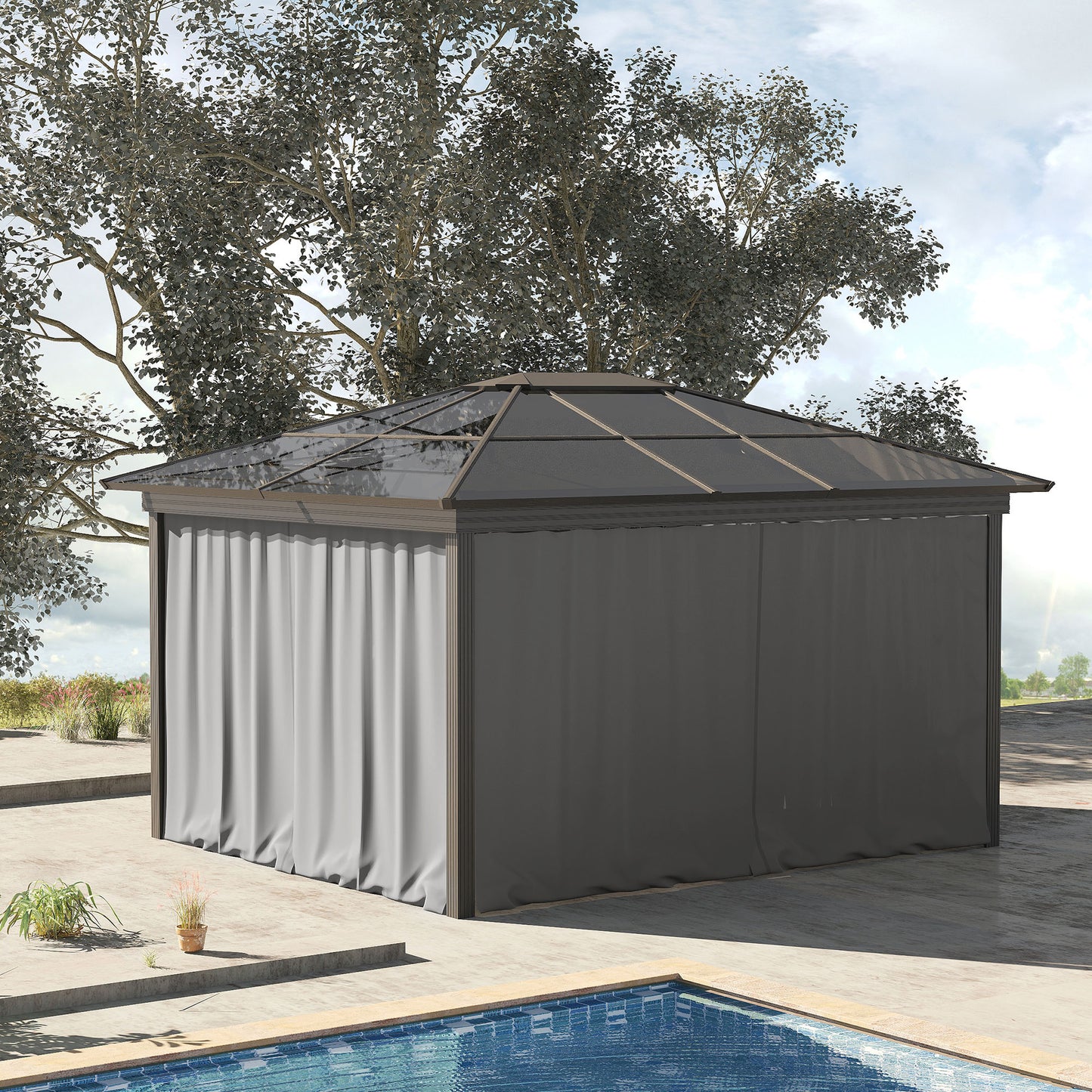 3 x 3(m) Universal Gazebo Replacement Sidewall Set, 4 Panels, Grey