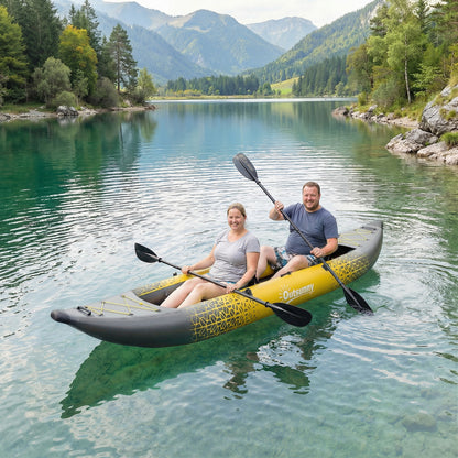 2.5' Inflatable Kayak 2-person Sit on Canoe with Paddles Grey