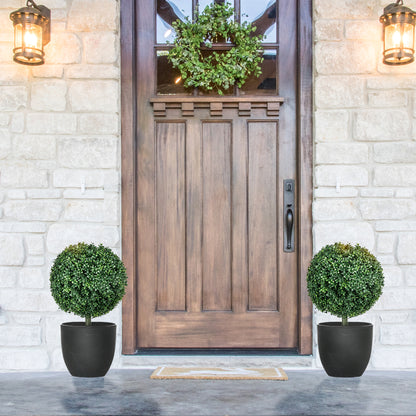 Set of 2 Artificial Boxwood Topiary Trees with Ground Stake