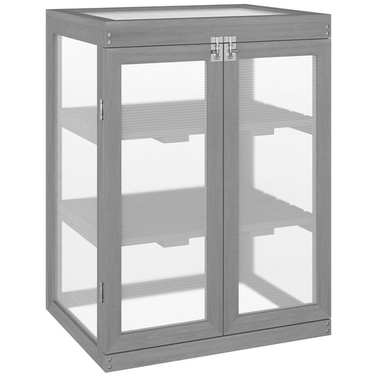 3-tier Wood Greenhouse Plant Storage Shelf Garden Cold Frame Grow House
