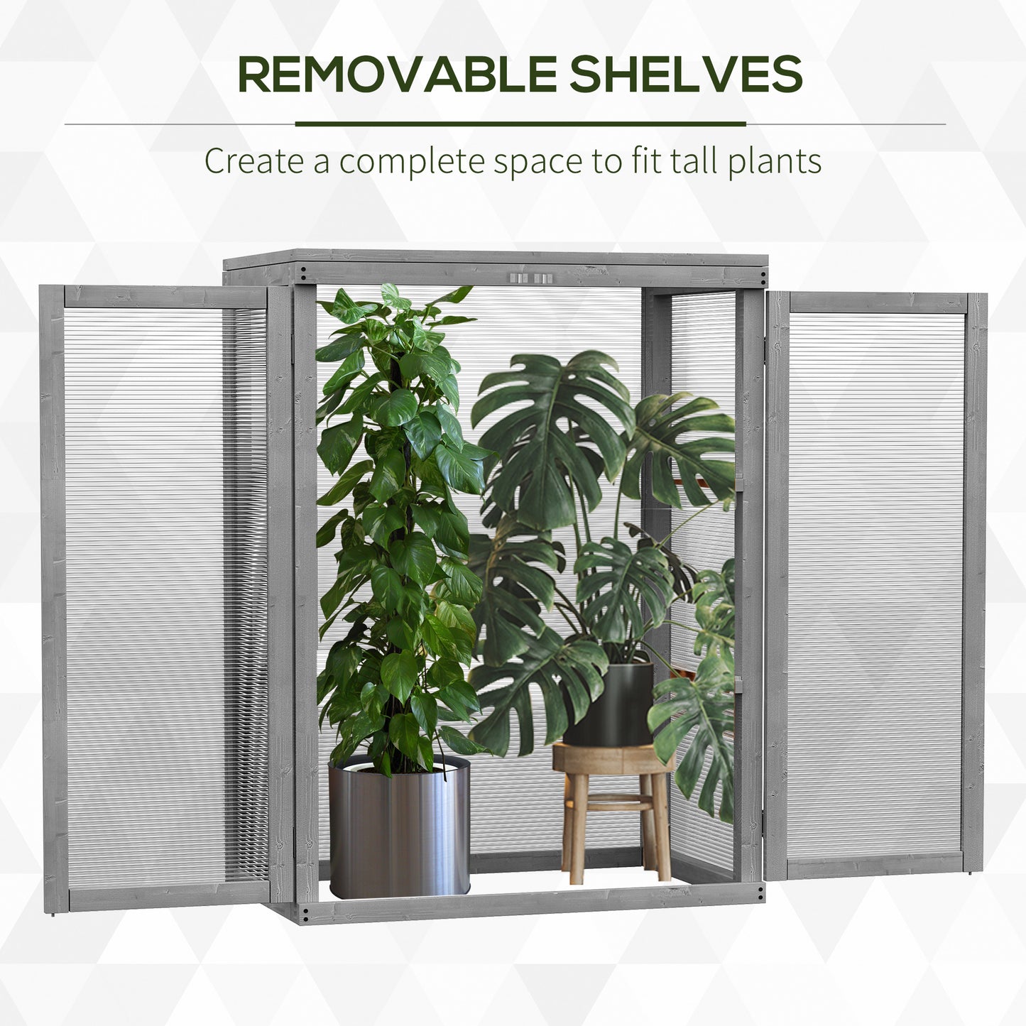 3-tier Wood Greenhouse Plant Storage Shelf Garden Cold Frame Grow House