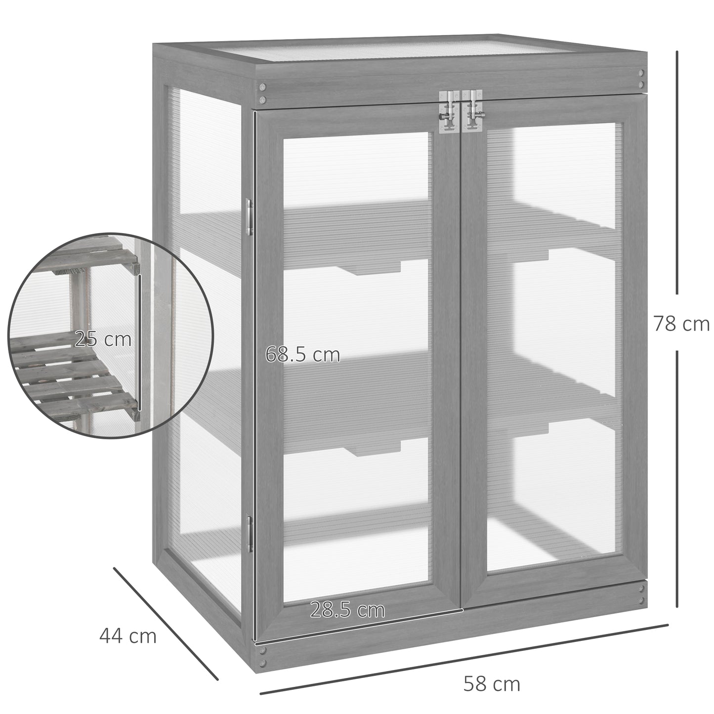 3-tier Wood Greenhouse Plant Storage Shelf Garden Cold Frame Grow House