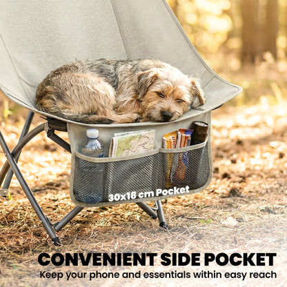 Camping Chair Portable with Side Pocket Khaki