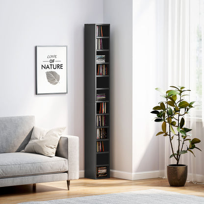 204 CD Storage Tower Tall Bookcase Bookshelf with 12 Cubes Black