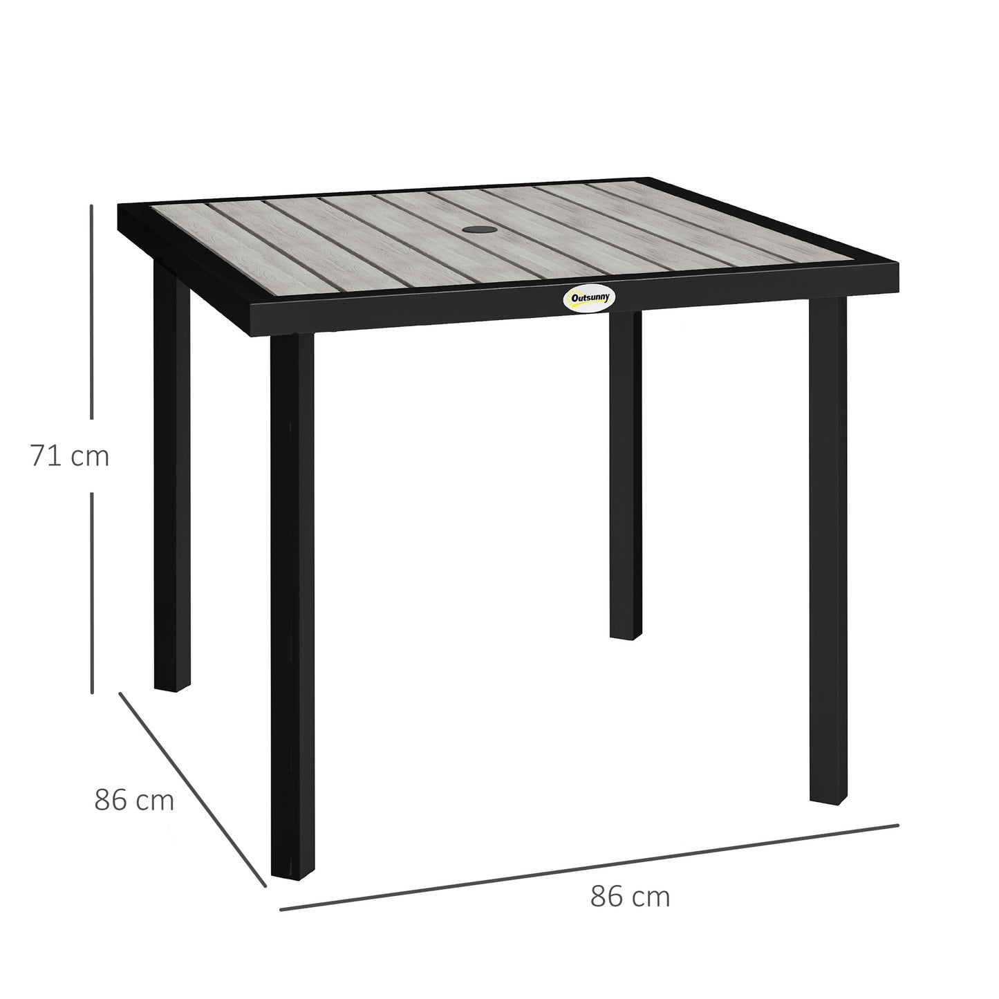 Garden Table for 4 Person with 5.4cm Parasol Hole, Light Grey