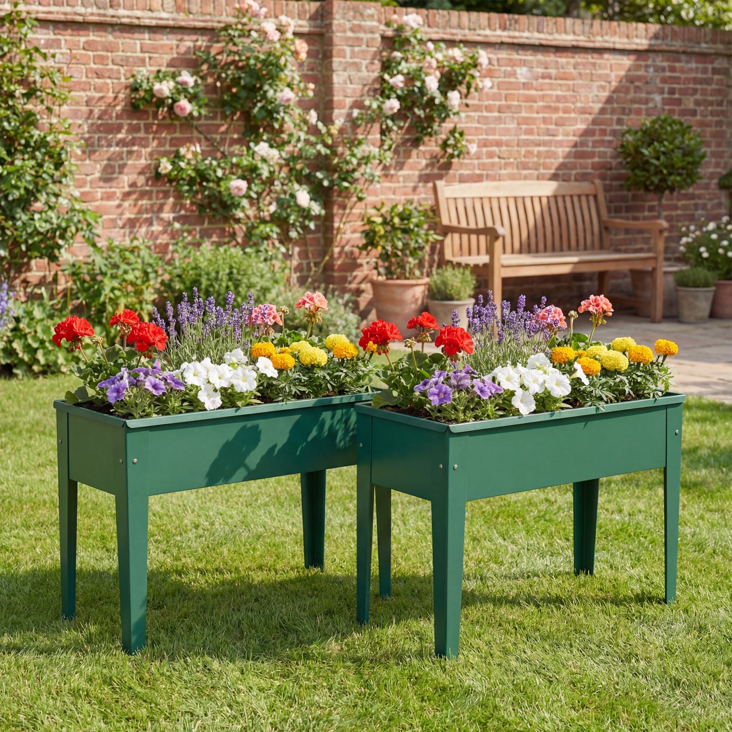 Raised Planter, Metal Raised Garden Bed on Legs with Drainage Hole