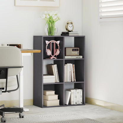 6-Cube Bookshelf, Display Shelving Unit for Home Office, Grey