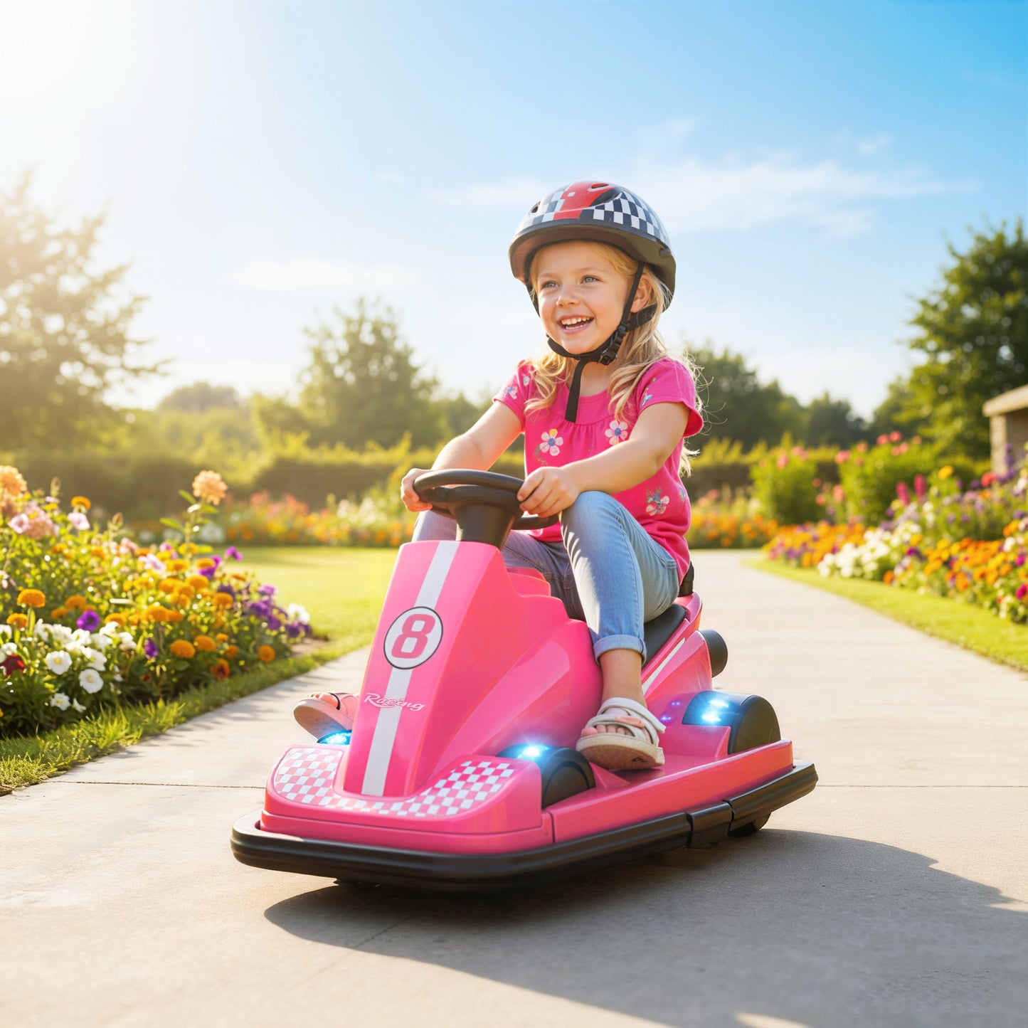 Electric Kids Bumper Car with 360 Degree Rotation Spin, Pink