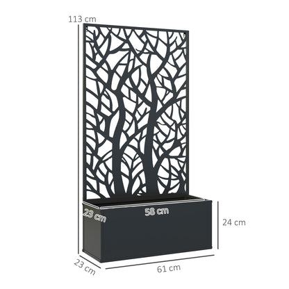 Metal Raised Garden Bed with Trellis, Outdoor Elevated Planter Box