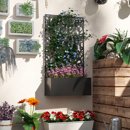Metal Raised Garden Bed with Trellis, Outdoor Elevated Planter Box