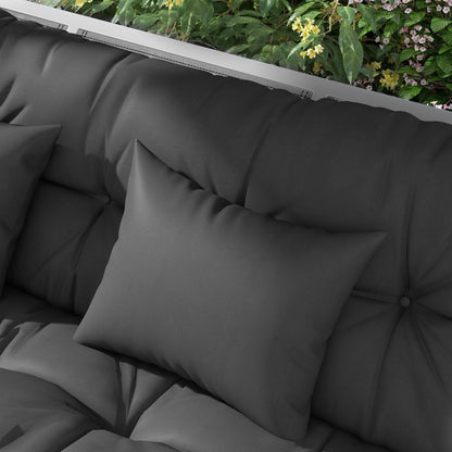 4-Piece Back and Seat Cushion Replacement with 2 Pillows, Patio Chair Cushions Set with Ties, Charcoal Grey