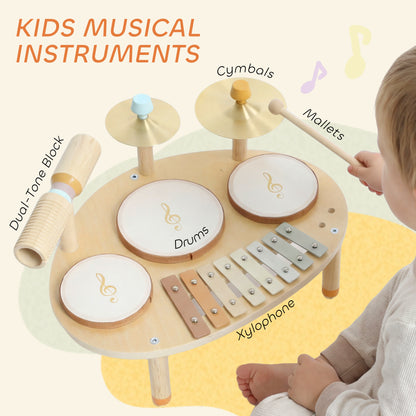 Baby Drum Kit, Wooden Kids Musical Instruments, Gift for Girls Boys