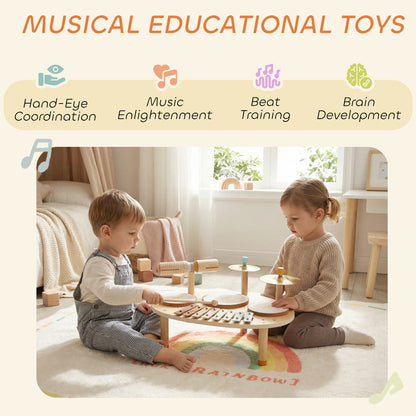 Baby Drum Kit, Wooden Kids Musical Instruments, Gift for Girls Boys