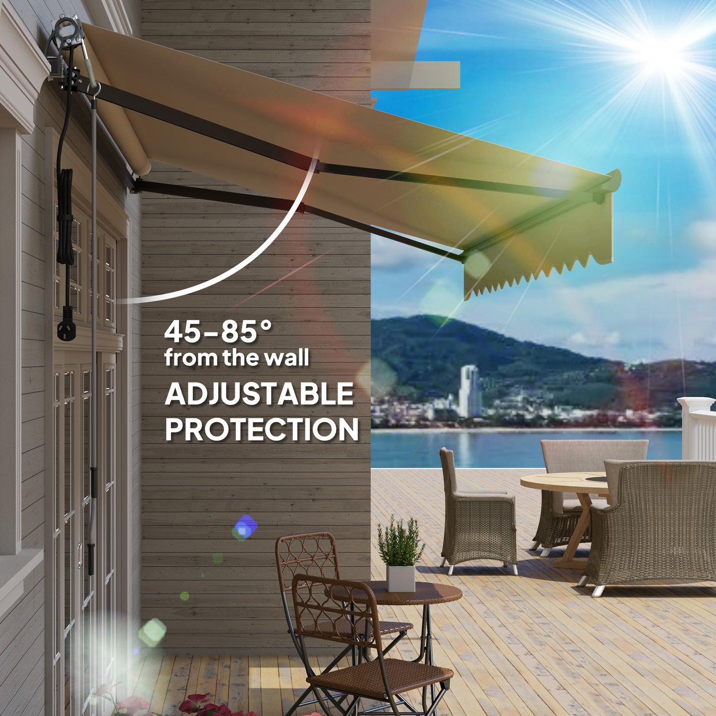 3.5 x 3(m) Electric Retractable Awning w/ Aluminium Frame Beige