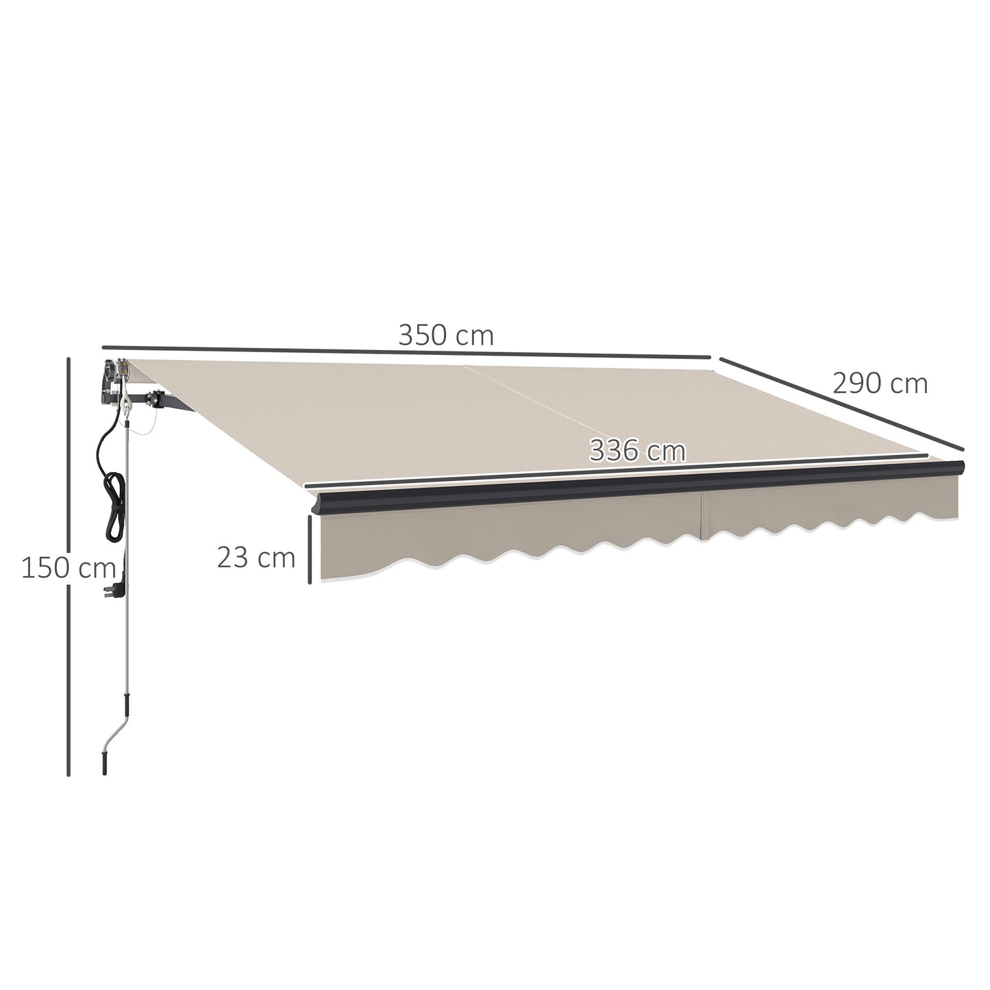 3.5 x 3(m) Electric Retractable Awning w/ Aluminium Frame Beige
