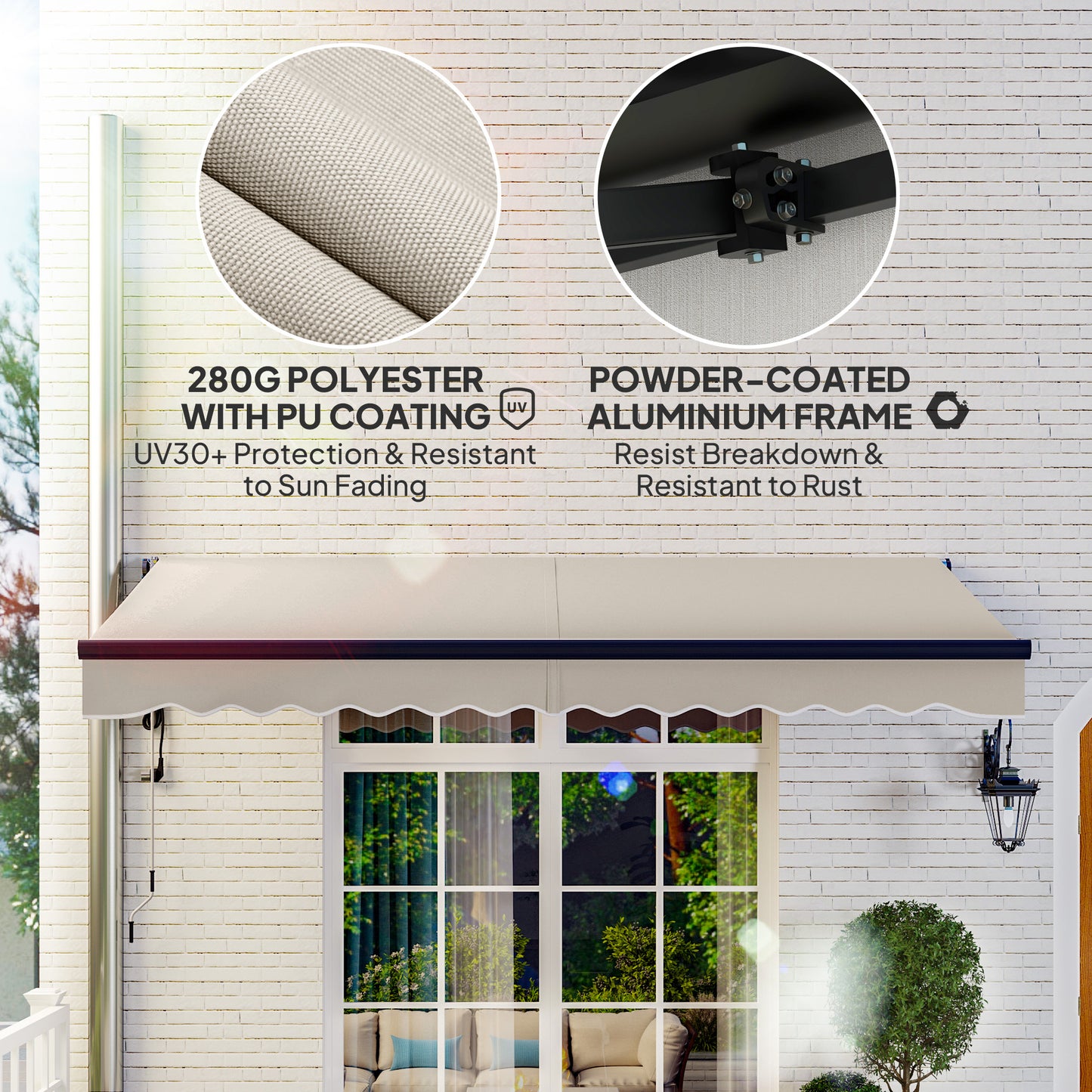 3.5 x 3(m) Electric Retractable Awning w/ Aluminium Frame Beige