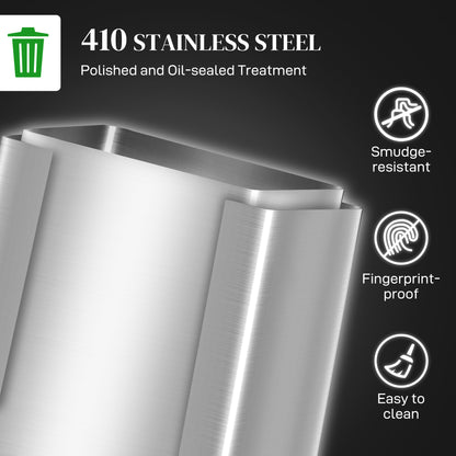 2 x 30L Double Kitchen Bin, Pedal Bin with Soft-Close Lid, Silver
