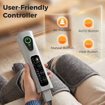 Leg Massager with Heat, Compression, Knee Massager with 3 Auto Modes & 3 Intensities for Circulation and Pain, Foot and Calf Massage Machine, Gifts for Men Women